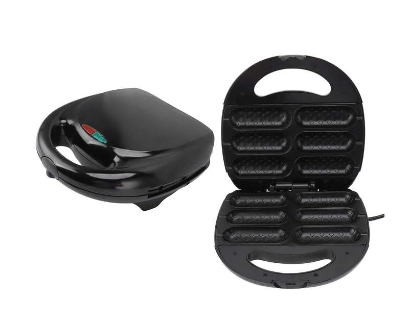 850W Portable Corn Dog Grill with Non-Stick Plates & Heat-Insulated Handle
