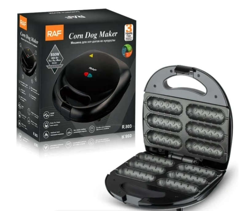 850W Portable Corn Dog Grill with Non-Stick Plates & Heat-Insulated Handle