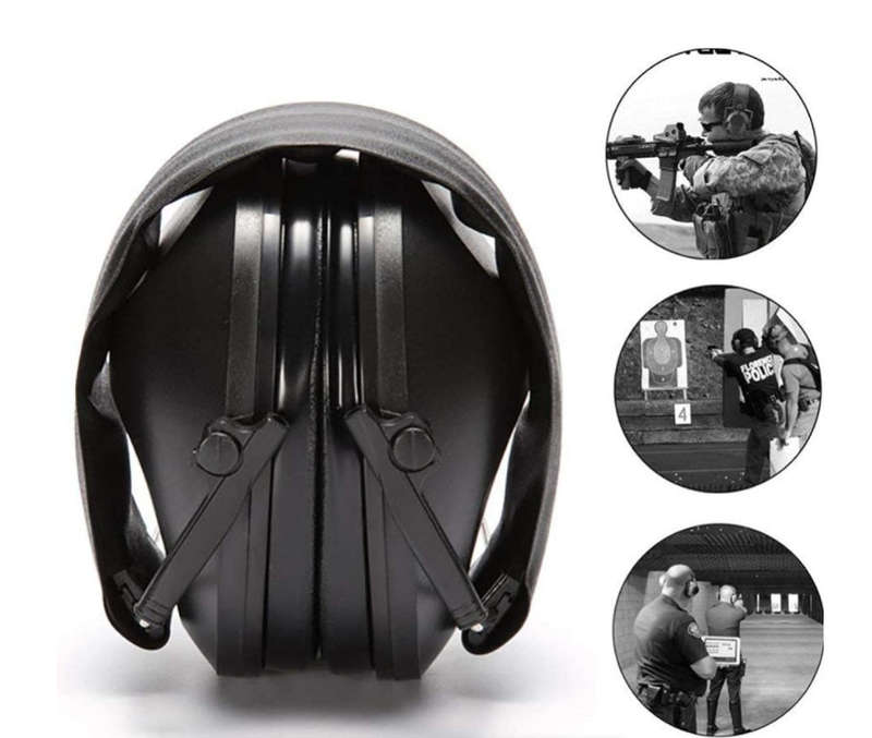 Ergonomic Tactical Force Folding Hearing Protector - Black - JY-51