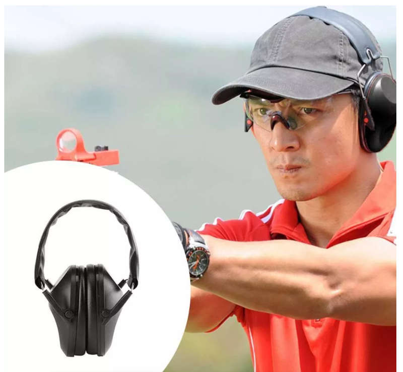 Ergonomic Tactical Force Folding Hearing Protector - Black - JY-51