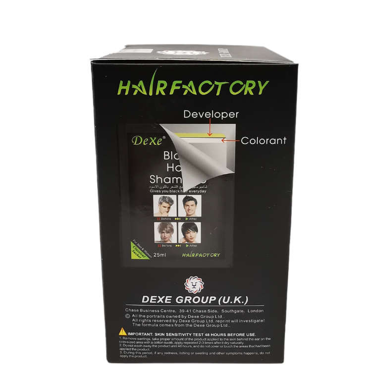Dexe Black Hair Shampoo Dye Men/Women 25ml-10 Sachet Per Box