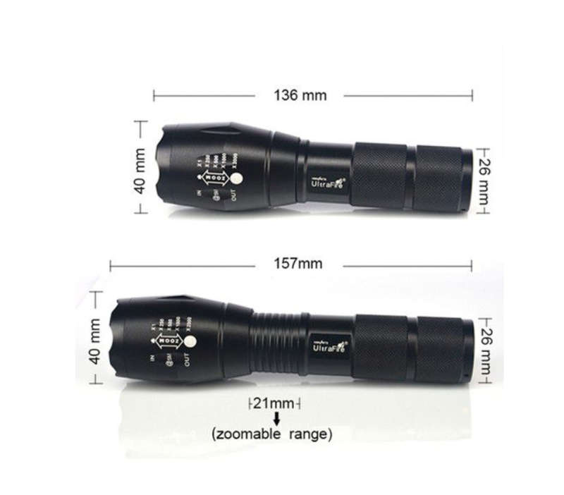 Rechargeable LED Flashlight Portable Torch Light 800 lumens