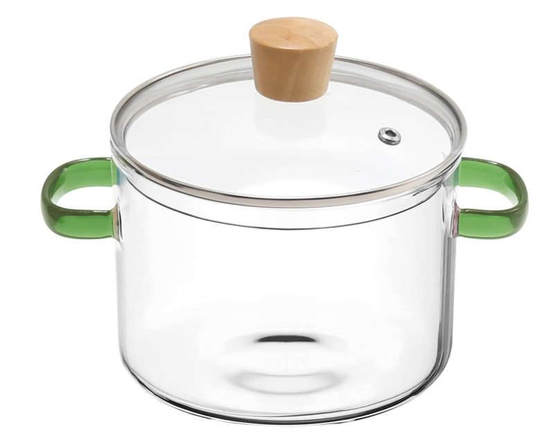 Transparent Clear Glass Heat Resistant Cooking Pot with Lid