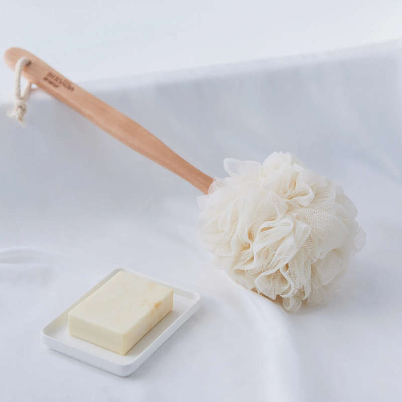 Shower Sponge  With Wooden Handle -1pc