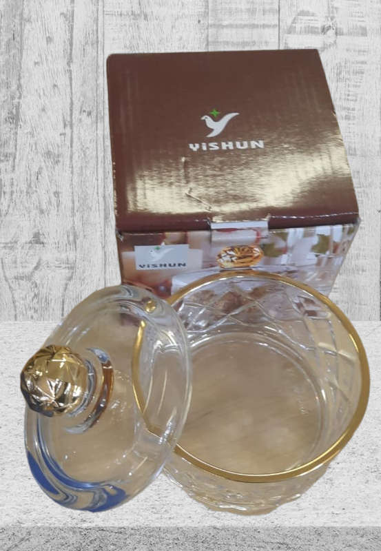 Multipurpose crystal glass container.