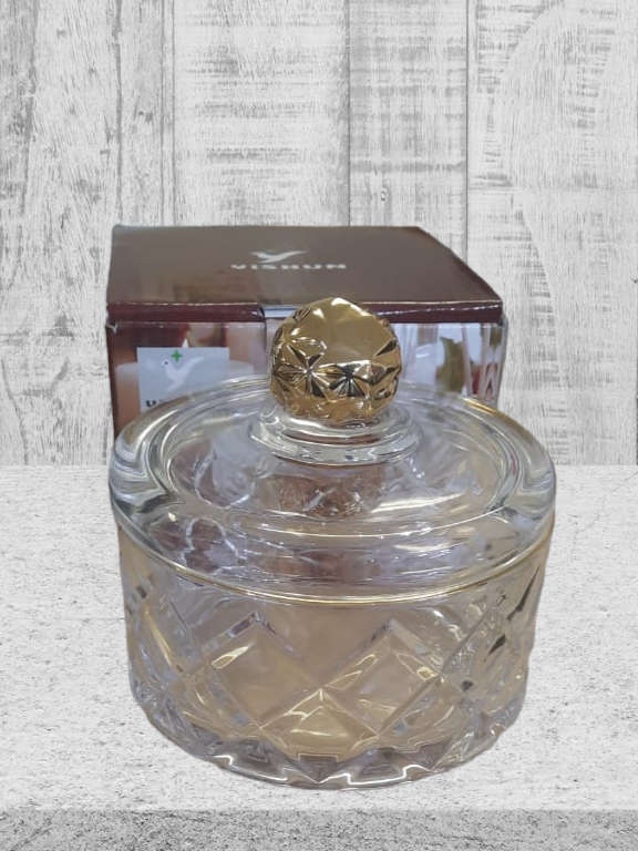 Multipurpose crystal glass container.