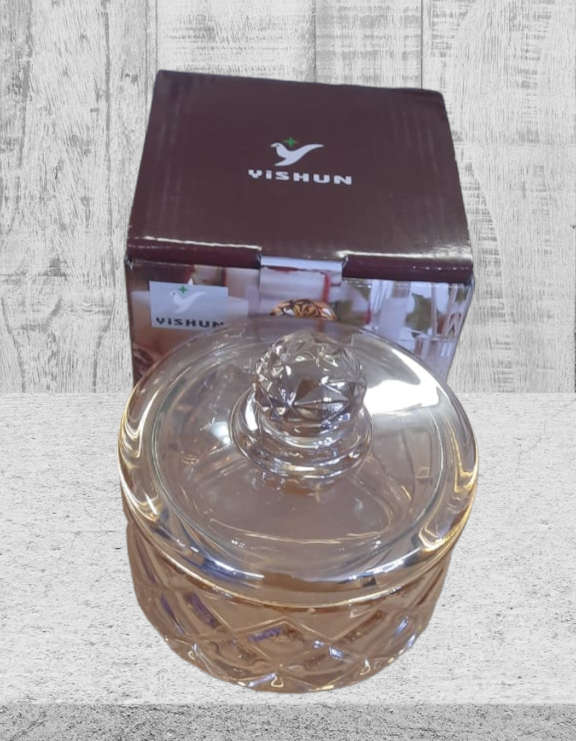 Multipurpose crystal glass container.