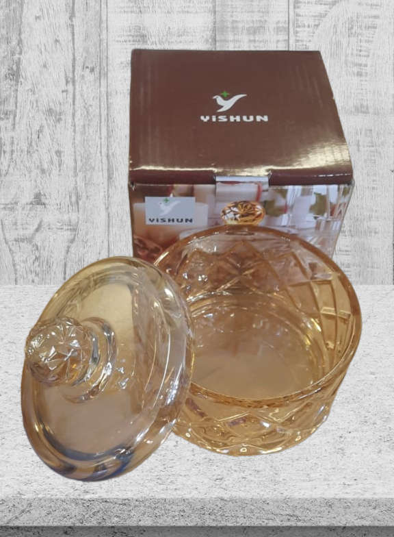 Multipurpose crystal glass container.