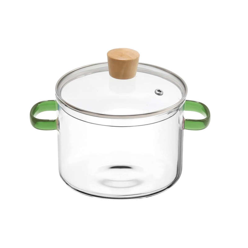 Transparent Clear Glass Heat Resistant Cooking Pot with Lid