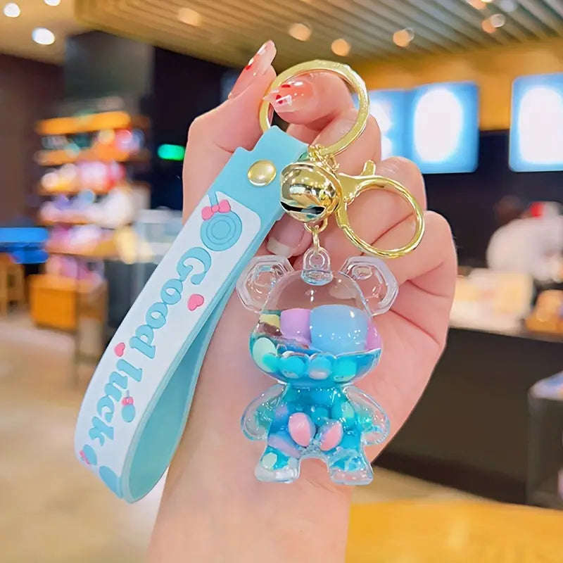 Cartoon Rhinestone Rabbit Keychain Car Pendant Bunny Key Ring School Bag Small Gift Accessories F...