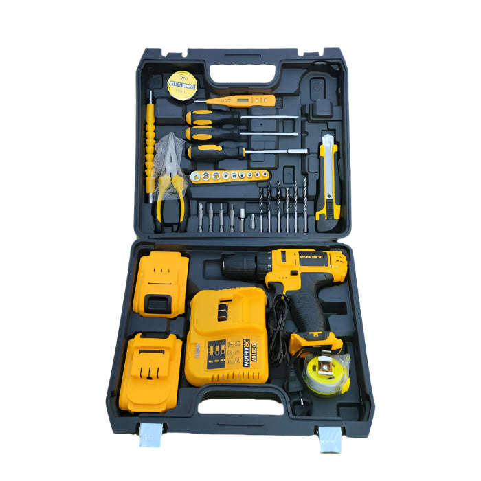 34Pcs Cordless 21 V Power & Hand Tool Kit