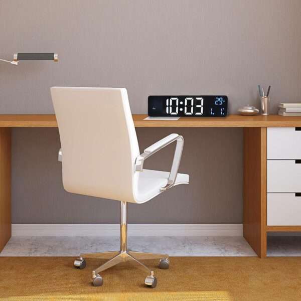 Rechargeable 25.5cm LED Digital Alarm Clock With Temperature+Day+Month And Date