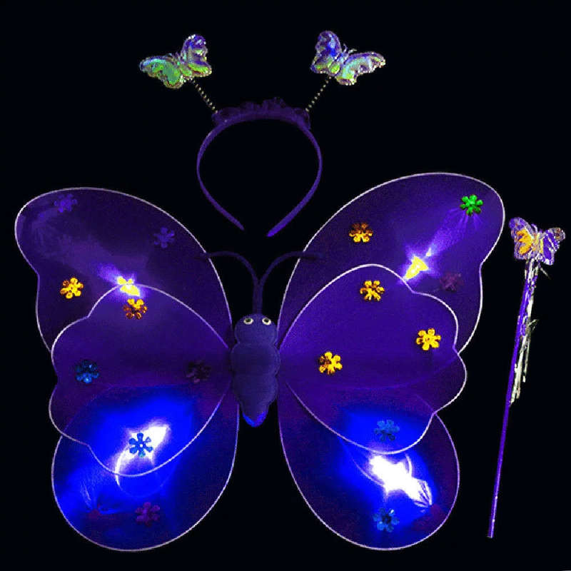 Beautiful Butterfly Wings with Lights, Wand and Headband