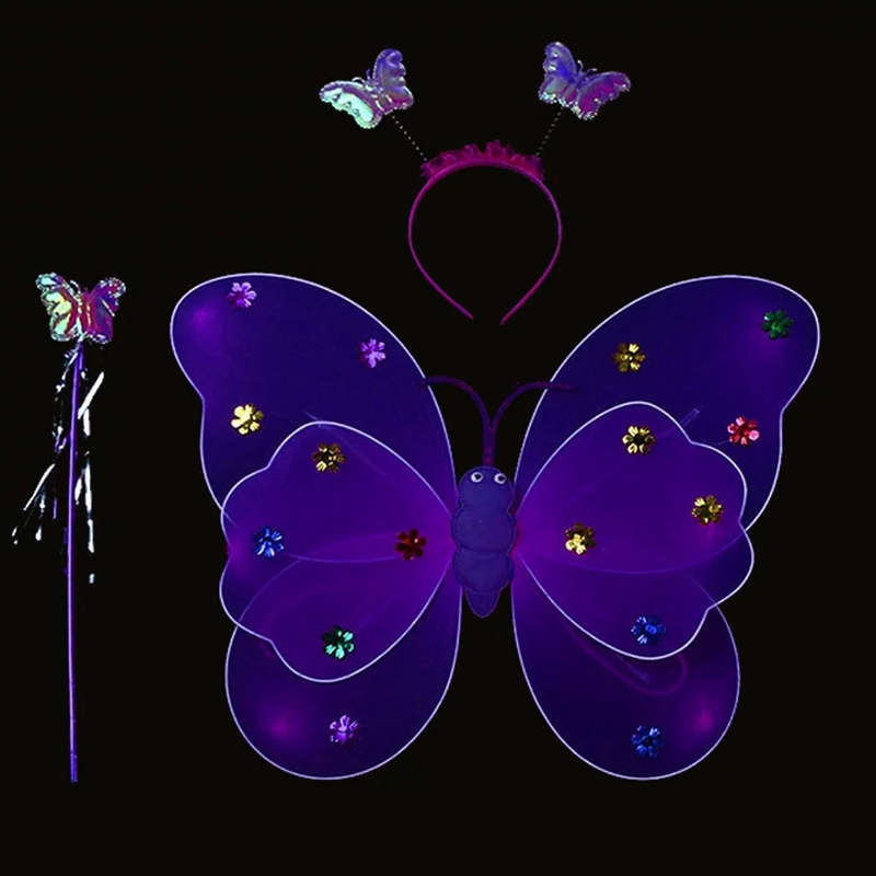 Beautiful Butterfly Wings with Lights, Wand and Headband