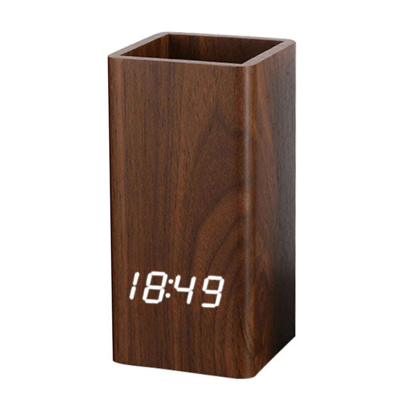 MTech LED Pen Holder Clock with Sound Control, Date, Temperature & Alarm  USB or Battery Power...