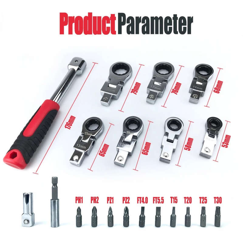 20Pcs Set Removable Movable Head Ratchet Wrench Durable Ratchet Combination Labor-Saving Automobi...