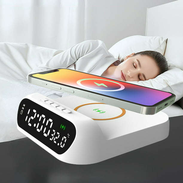 3 In-1 15W Wireless Charger Clock LED Digital Display Alarm Clock Temperature Display Wireless Ch...