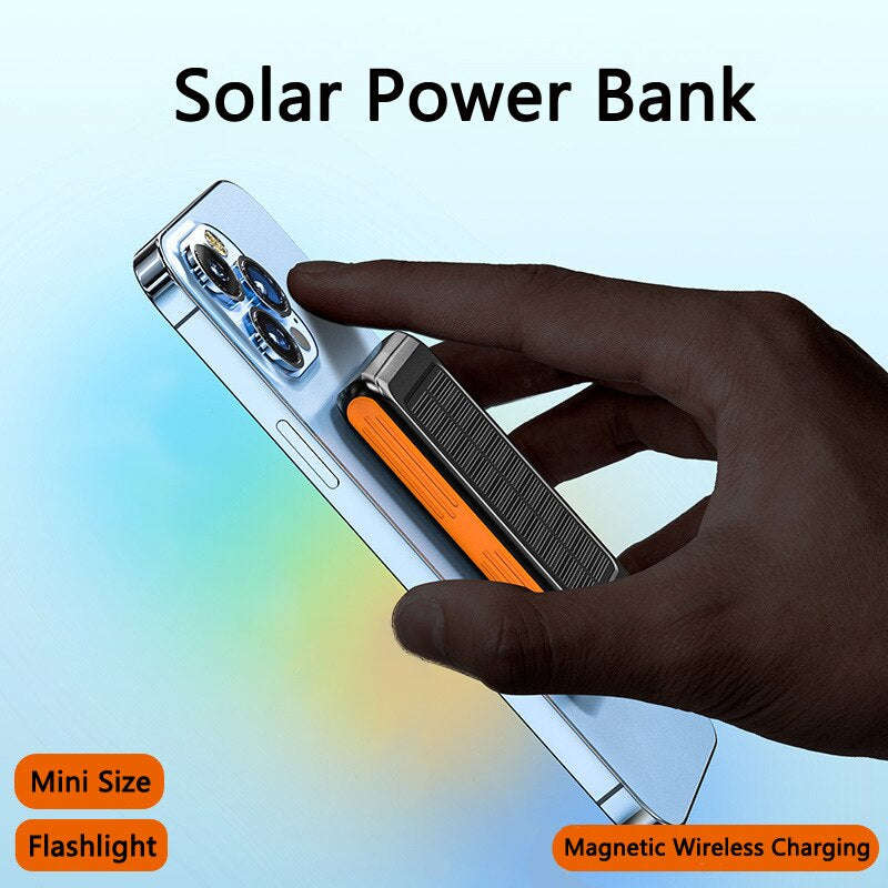 Solar Power Bank 5000mAh Magnetic Qi Wireless Charger Power Bank for iPhone 13 12 Solar Powerbank...