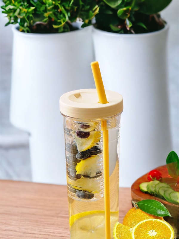 Fruit Infuser Water Bottle with Retractable Straw