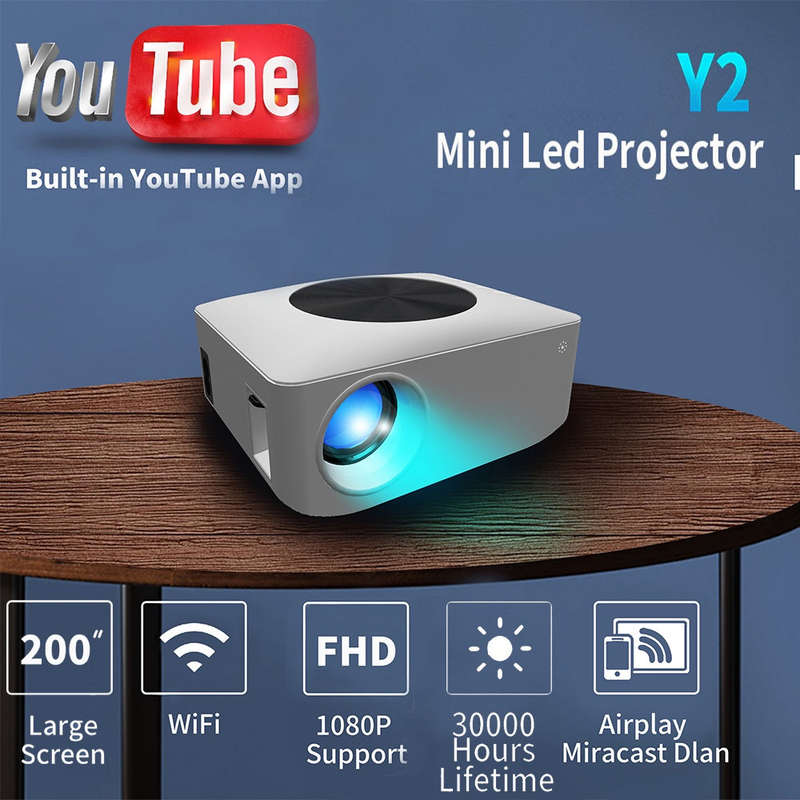 Smart Mini Wireless Projector WiFi Bluetooth Projector 8000Lumen HD 1080P