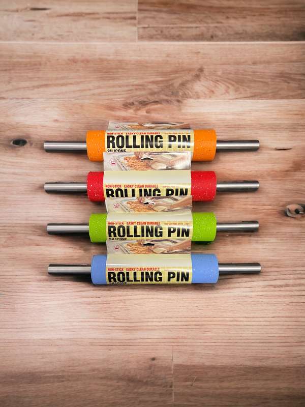 Rolling Pin Stainless Steel Silicone for Kitchen, Non-Stick Surface, Metal Roller for Baking Cook...
