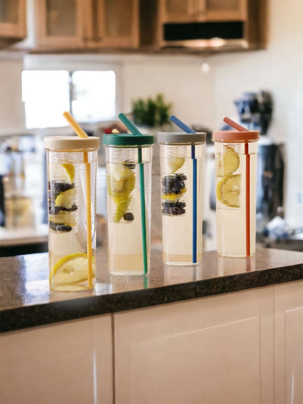 Fruit Infuser Water Bottle with Retractable Straw