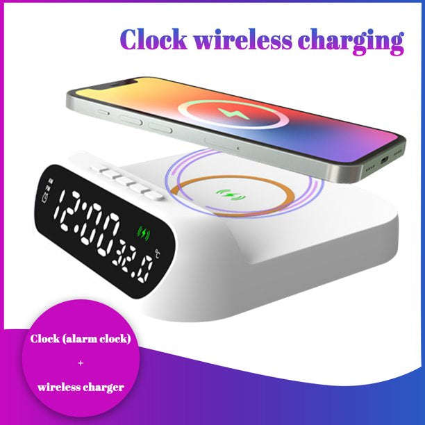 3 In-1 15W Wireless Charger Clock LED Digital Display Alarm Clock Temperature Display Wireless Ch...