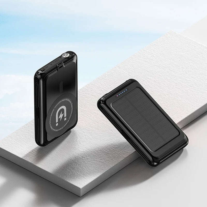 Solar Power Bank 5000mAh Magnetic Qi Wireless Charger Power Bank for iPhone 13 12 Solar Powerbank...