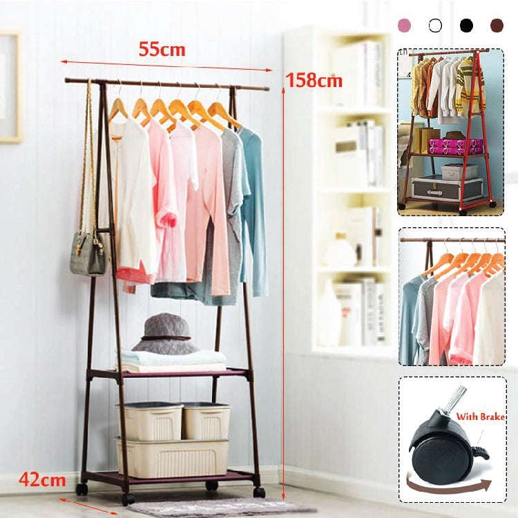 Multifunction Home Clothing Rack Bedroom Storage Hangers Movable DIY Assemble