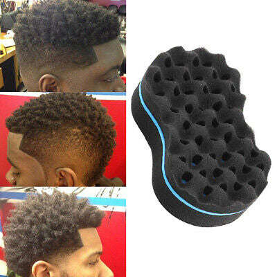 Double Sided Barber Afro Curl Wave Hair Brush Sponge Dreads Locking Twists Coil