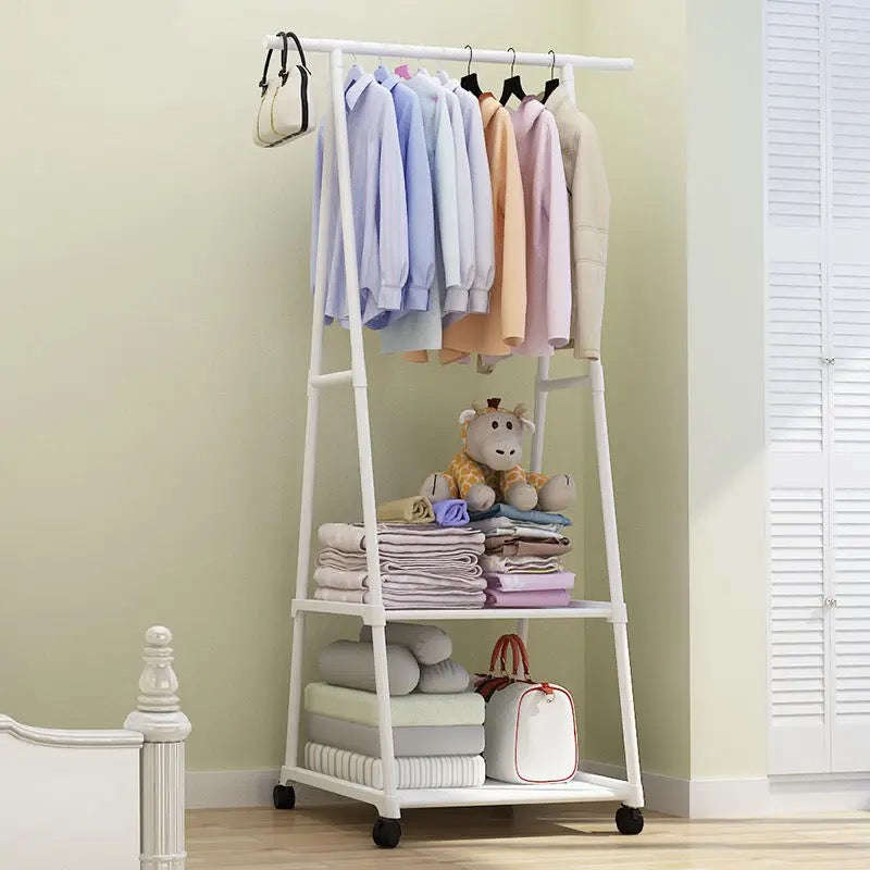 Multifunction Home Clothing Rack Bedroom Storage Hangers Movable DIY Assemble