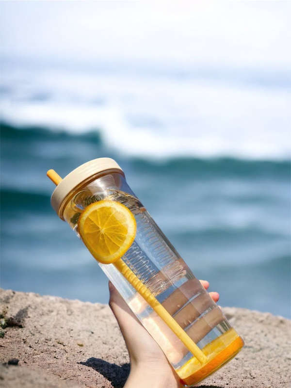 Fruit Infuser Water Bottle with Retractable Straw