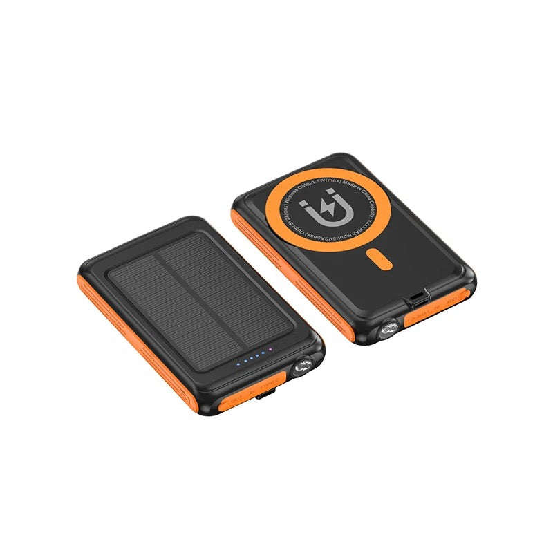 Solar Power Bank 5000mAh Magnetic Qi Wireless Charger Power Bank for iPhone 13 12 Solar Powerbank...