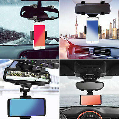 360 Rotation Universal Car  View Rear Mirror Mount Stand GPS Cell Phone Holder