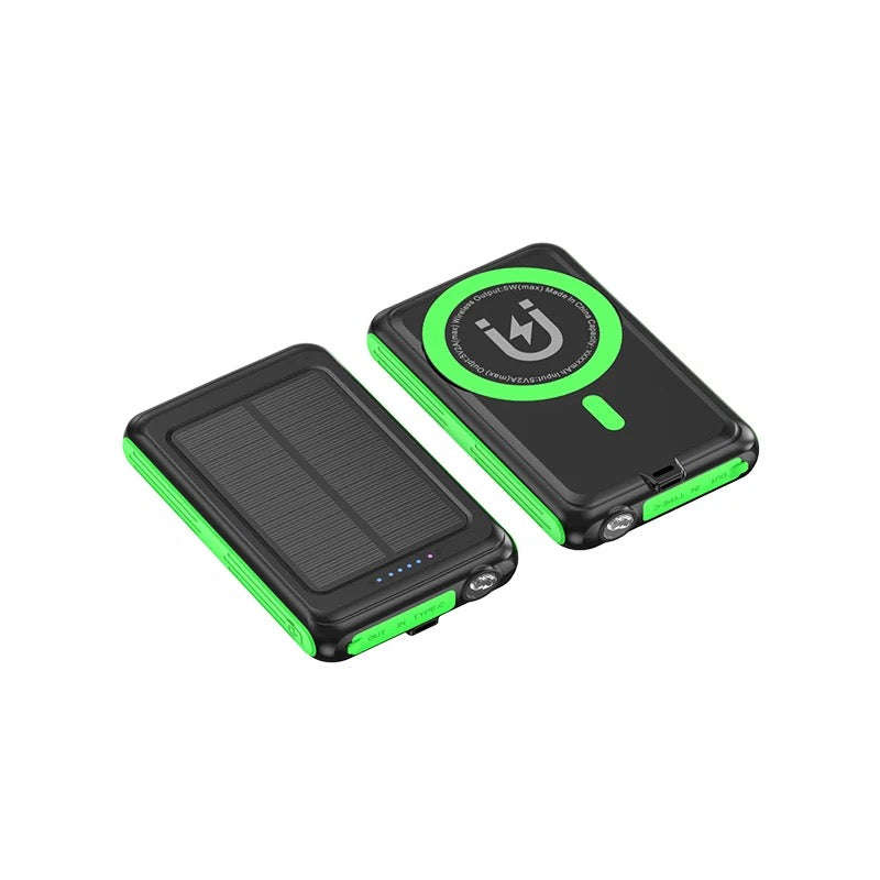 Solar Power Bank 5000mAh Magnetic Qi Wireless Charger Power Bank for iPhone 13 12 Solar Powerbank...