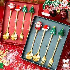 Christmas Deer Dessert Spoon Set 4 piece