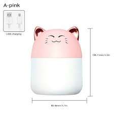 250ml Air Humidifier Cute USB Aroma Diffuser with Night Light for Bedroom Home Car Plant Purifier...