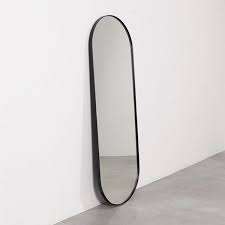 Oval/Rectangular Black Wall Mirror 100x30cm
