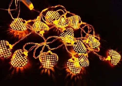 Christmas Warm White LED Metal Heart Shaped Lights Battery Operated Fairy String Lights for Garde...