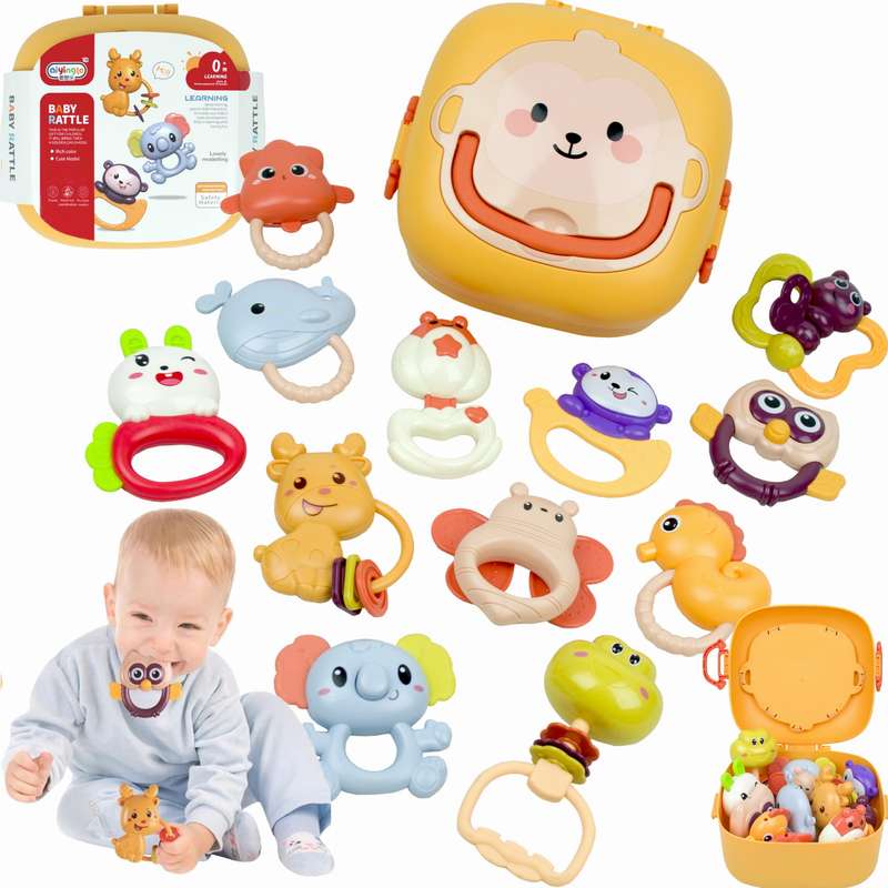 12-Piece Baby Rattles & Teethers Set with Storage Case  Sensory Toys for Newborns (0+ Months)