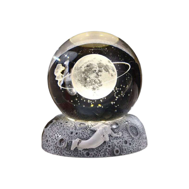 3D Galaxy Crystal Ball LED Night Light with USB Resin Base  Solar System Lamp