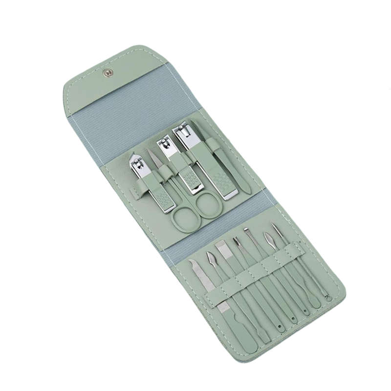 MBeauty 12PCS Stainless Steel Nail Clipper Set, Portable Manicure Pedicure Kit With Travel Case