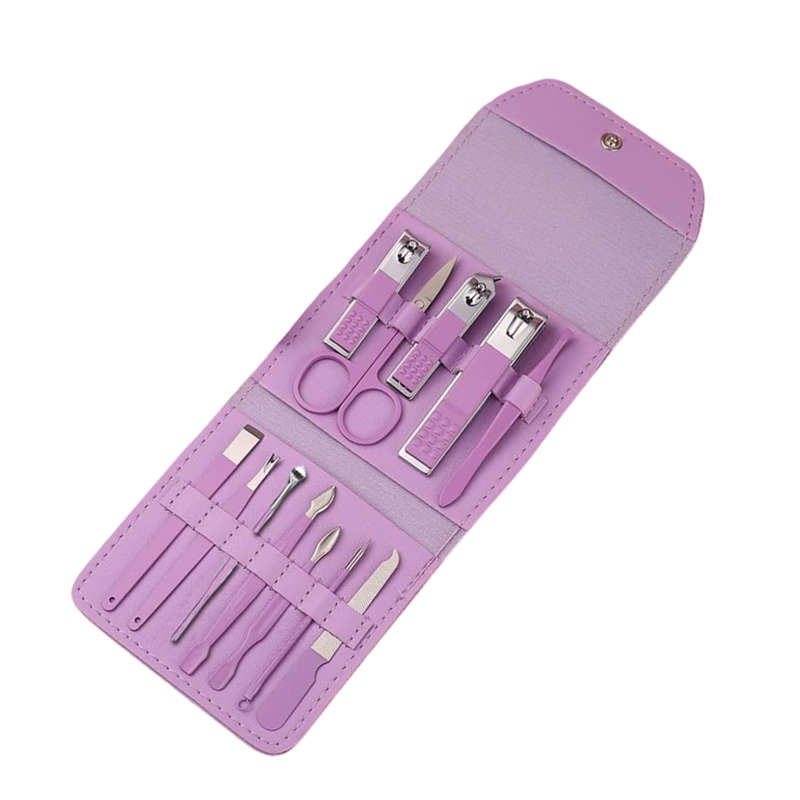 MBeauty 12PCS Stainless Steel Nail Clipper Set, Portable Manicure Pedicure Kit With Travel Case