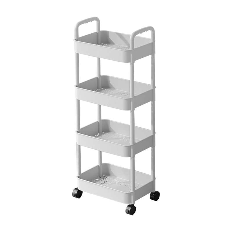 MHome 3/4-Tier Rolling Storage Cart with Wheels  Space-Saving Utility Trolley
