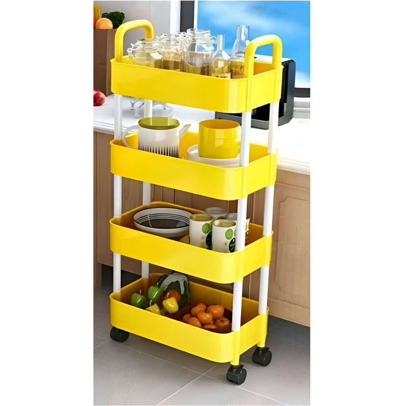MHome 3/4-Tier Rolling Storage Cart with Wheels  Space-Saving Utility Trolley
