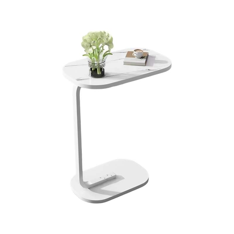 C-Shaped Side Table  Modern Narrow Coffee Table with Metal Frame for Small Spaces