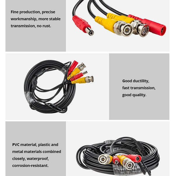 Bnc Cable 30m Power Video Plug And Play Cable For Cctv Camera System Security
