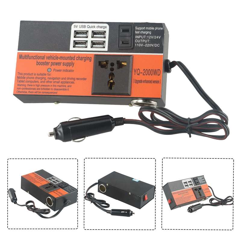 Safe and Reliable Car Power Inverter 1500W DC12V24V to DC110V220V 4 USB Ports