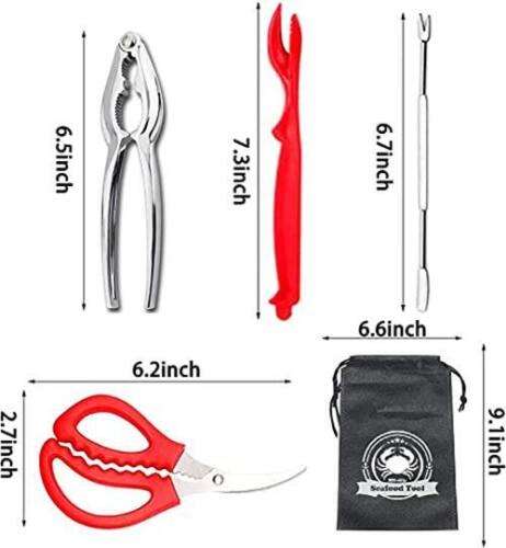 Crab Lobster Crackers Stainless Steel Forks Opener 4pcs Tools Set