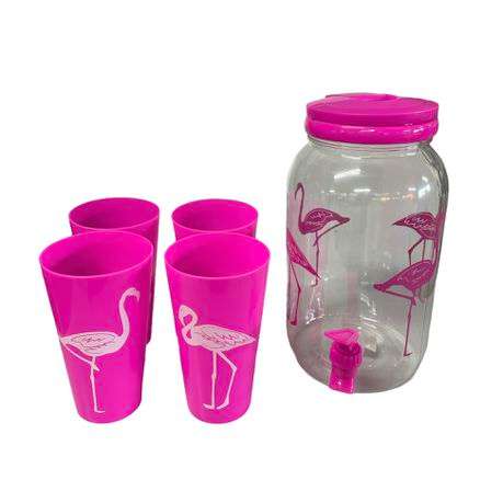 Ice Cold Beverage Dispenser Jug Cocktail Jar Party Pitcher with 4 Cups